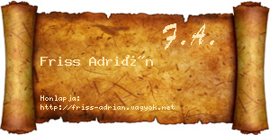 Friss Adrián névjegykártya